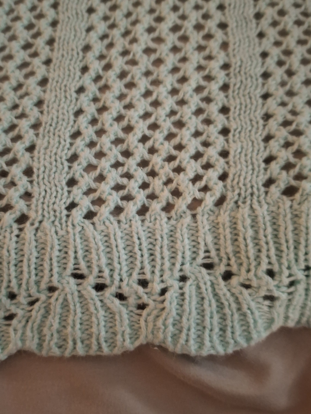 Christopher & Banks Women's Aqua Open-Weave Crochet Knit Open Front Jacket - Picture 7 of 7